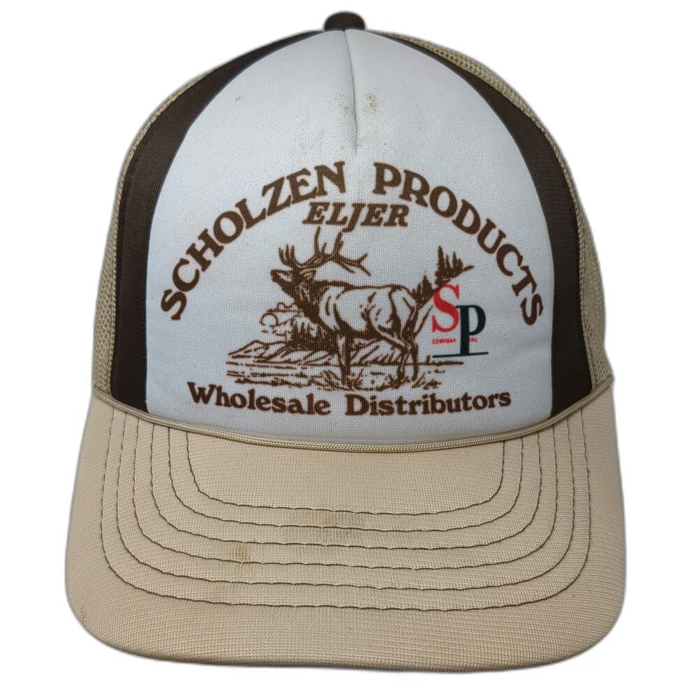 AmaPro Trucker Hat Beige One Size Scholzen Products Wholesale Elk Snapback Mesh